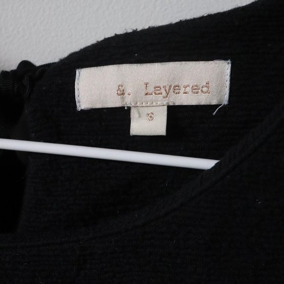 s. layered black long sleeve crepe shirt - Picture 4 of 4